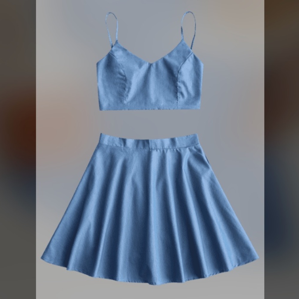 Blue to piece set, cropped Cami and Skirt